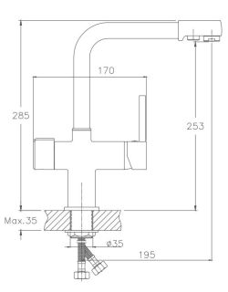 Смеситель для кухни Haiba HB70088-7 с подключением фильтра питьевой воды чёрный матовый